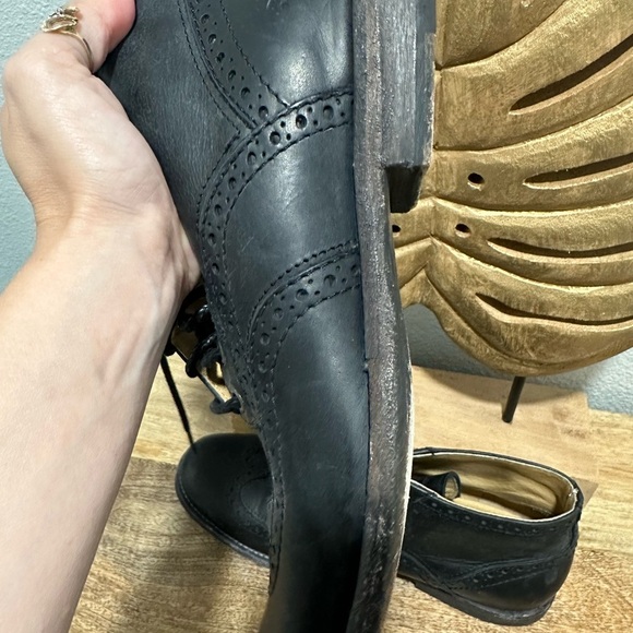 Frye Mens Lace Up Boots Sz 8 D Wingtip Chukkas Mid Top Ankle Dress Black Leather - Picture 4 of 8